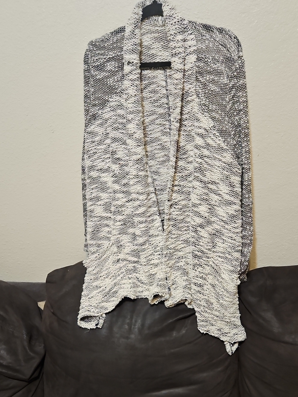 Knox Rose Marled Open-Front Cardigan - Cream & Black